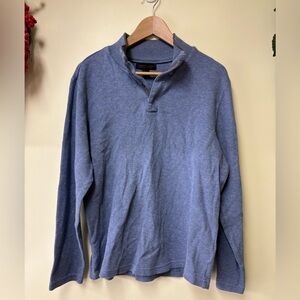 Men’s Lachlan Men’s British 1/4 Snap Blue 100% Cotton Sweater Size Large